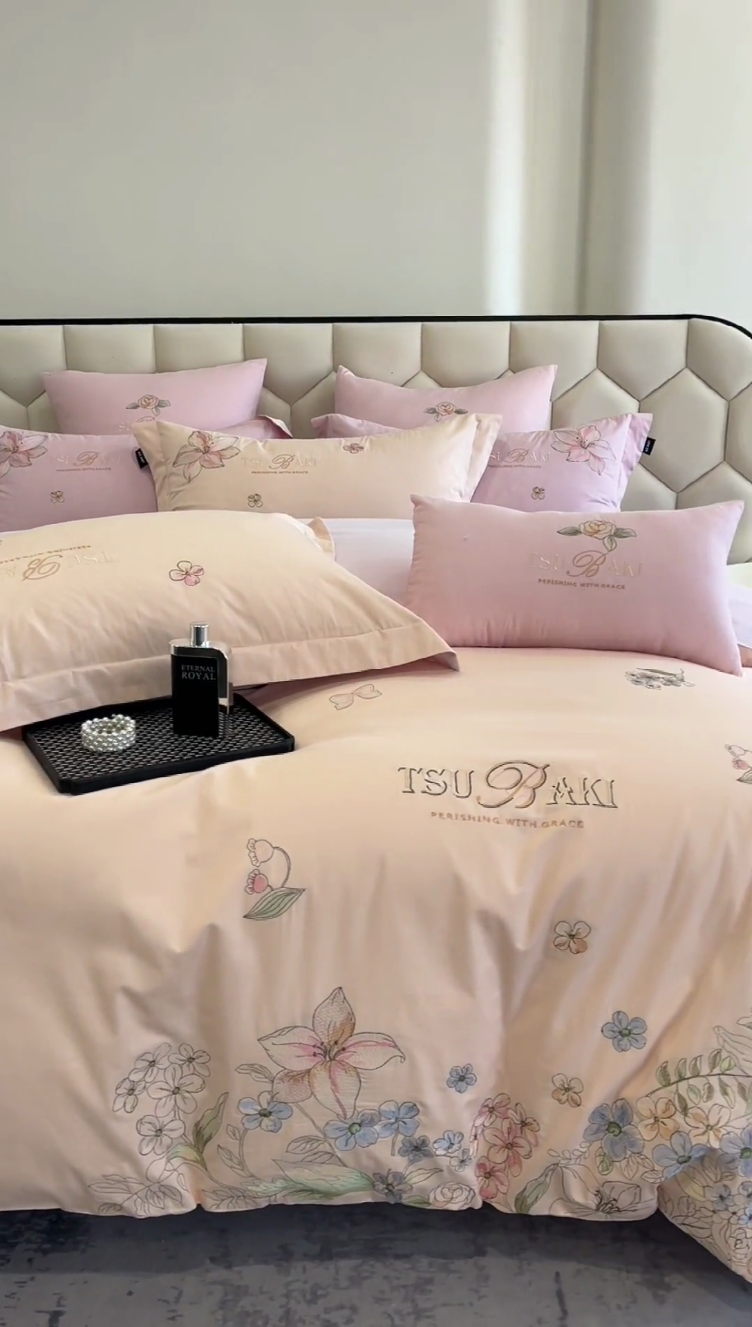 91家纺网 家纺一手货源 找家纺 卡姿家纺 2024春夏优雅刺绣四件套— 摩尔花园1 摩尔花园米杏