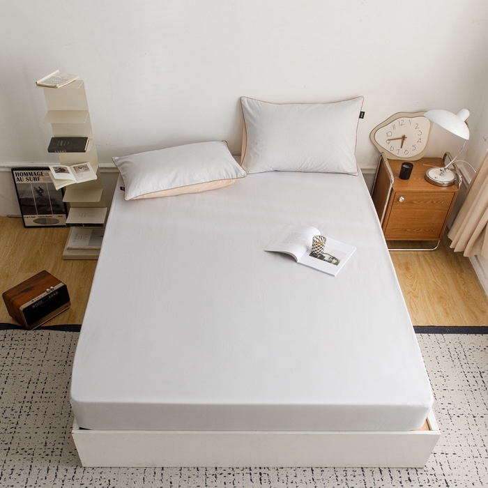 91家纺网 家纺一手货源 找家纺 卡姿家纺 2024春夏纯色双拼嵌绳款单床笠—莫琳 莫琳 床笠梧桐灰