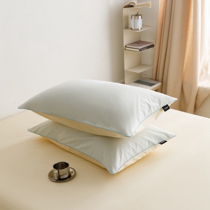 卡姿家纺 2024春夏纯色双拼嵌绳款单枕套—莫琳 莫琳 枕套清新黄