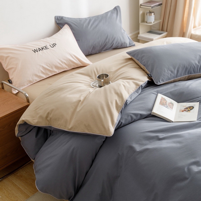 91家纺网 家纺一手货源 找家纺 卡姿家纺 2024春夏纯色双拼嵌绳款单被套—莫琳 莫琳 被套蓝棕