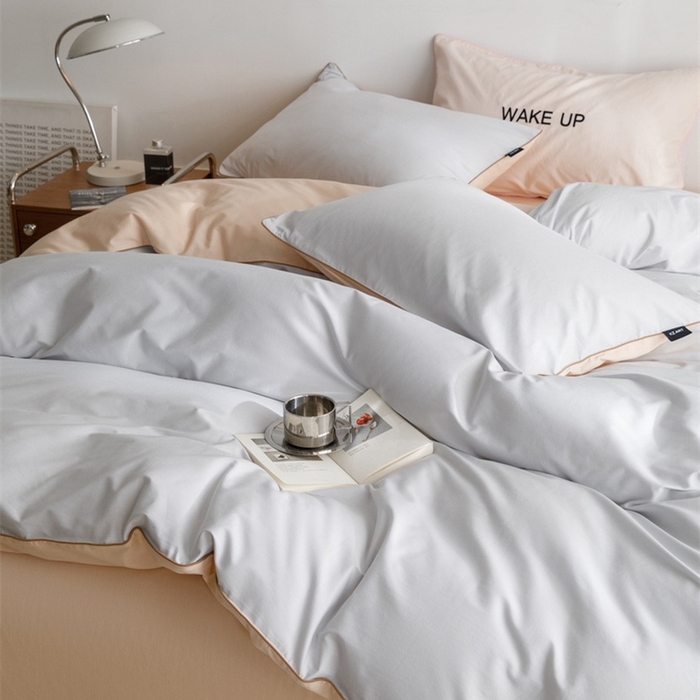 91家纺网 家纺一手货源 找家纺 卡姿家纺 2024春夏纯色双拼嵌绳款四件套—莫琳 莫琳灰杏