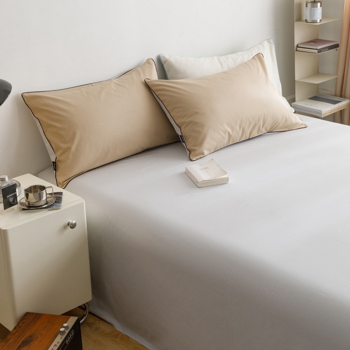 91家纺网 家纺一手货源 找家纺 卡姿家纺 2024春夏纯色双拼嵌绳款单床单—莫琳 莫琳 床单梧桐灰