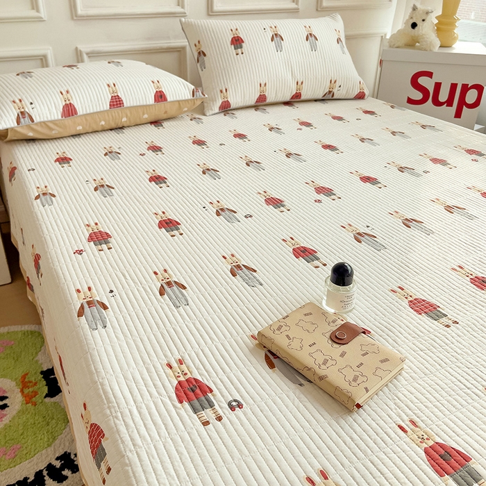 91家纺网 家纺一手货源 找家纺 沐纯家居 2024新款40S13372双面纯棉床盖三件套 彼得兔