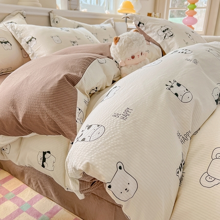 91家纺网 家纺一手货源 找家纺 （总）壹号库家纺 2024新款A类提花有氧泡泡绵四件套现货