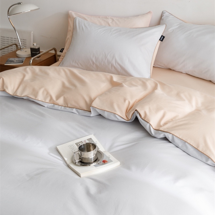 91家纺网 家纺一手货源 找家纺 卡姿家纺 2024春夏纯色双拼嵌绳款四件套—莫琳 莫琳灰杏