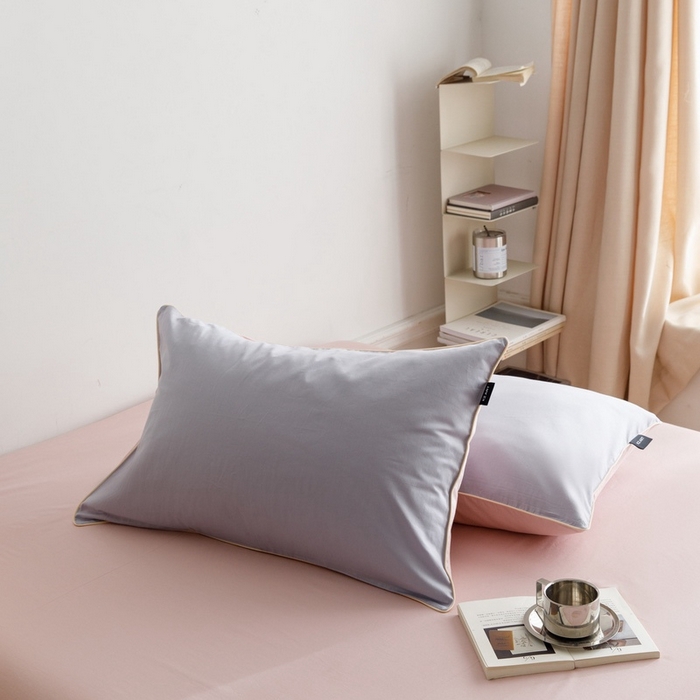 91家纺网 家纺一手货源 找家纺 卡姿家纺 2024春夏纯色双拼嵌绳款单枕套—莫琳 莫琳 枕套紫粉