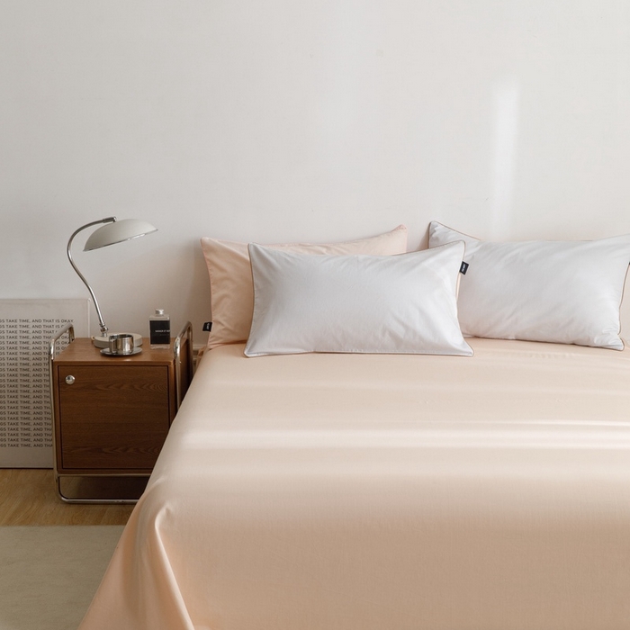 91家纺网 家纺一手货源 找家纺 卡姿家纺 2024春夏纯色双拼嵌绳款单床单—莫琳 莫琳 床单米杏