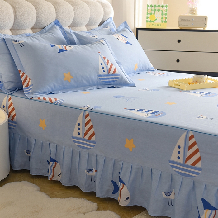 91家纺网 家纺一手货源 找家纺 八十八家纺 2025新款全棉12868系列四件套单品床裙 海洋之星