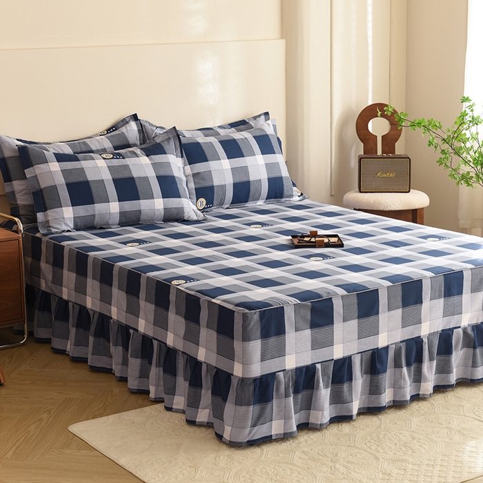 91家纺网 家纺一手货源 找家纺 八十八家纺 2025新款全棉12868系列四件套单品床裙 蓝语