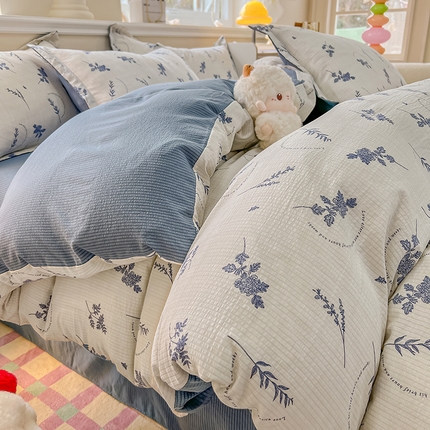 91家纺网 家纺一手货源 找家纺 （总）壹号库家纺 2024新款A类提花有氧泡泡绵四件套现货