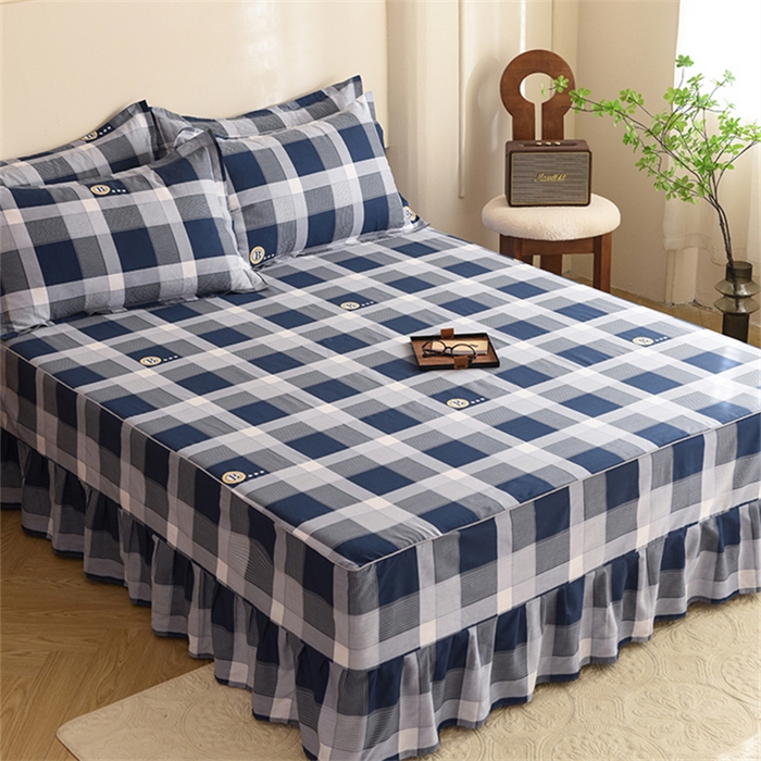 91家纺网 家纺一手货源 找家纺 八十八家纺 2025新款全棉12868系列四件套单品床裙 蓝语