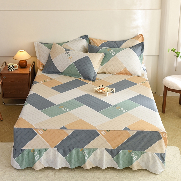 91家纺网 家纺一手货源 找家纺 八十八家纺 2025新款全棉12868系列四件套单品床裙 街角咖啡