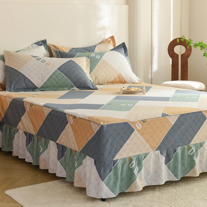 91家纺网 家纺一手货源 找家纺 八十八家纺 2025新款全棉12868系列四件套单品床裙 街角咖啡