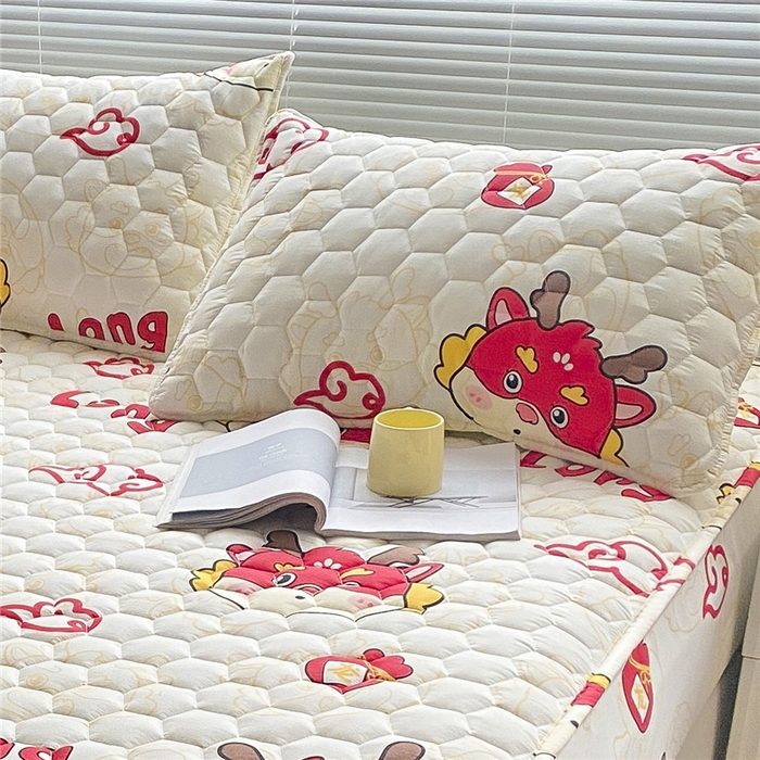 91家纺网 家纺一手货源 找家纺  九亭家纺 2024新款全棉夹棉防口水防头油枕套 防水-吉祥龙