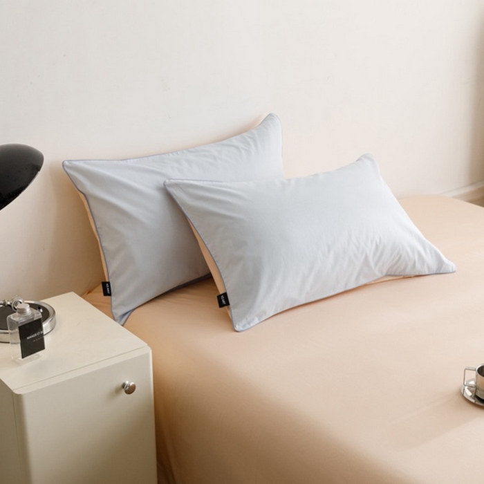 91家纺网 家纺一手货源 找家纺 卡姿家纺 2024春夏纯色双拼嵌绳款单枕套—莫琳 莫琳 枕套蓝杏