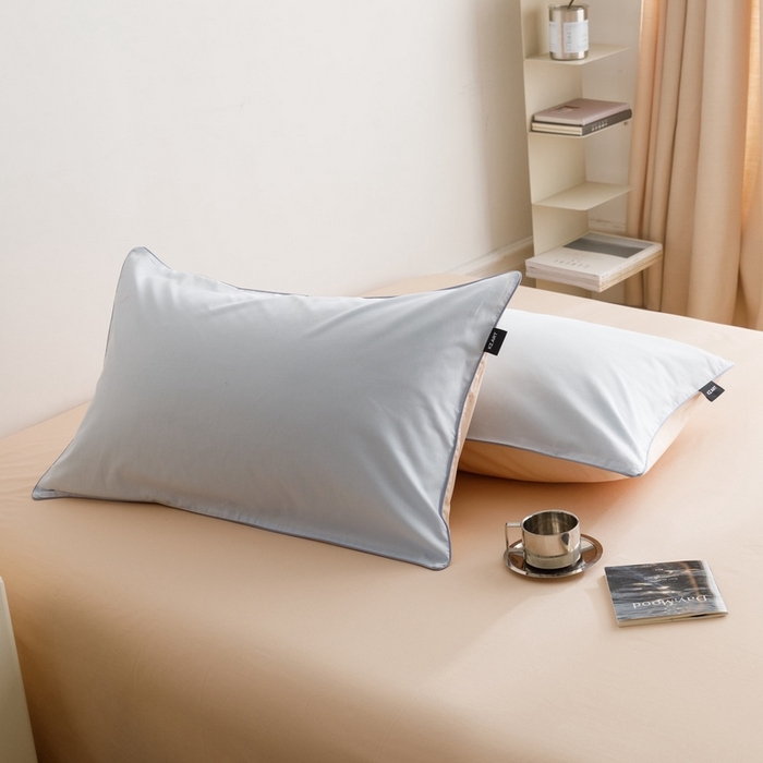 91家纺网 家纺一手货源 找家纺 卡姿家纺 2024春夏纯色双拼嵌绳款单枕套—莫琳 莫琳 枕套蓝杏