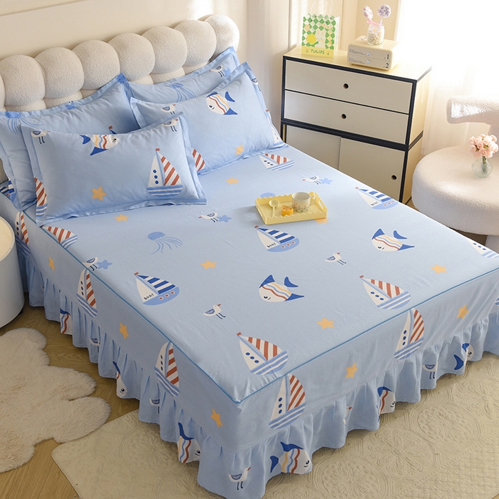 91家纺网 家纺一手货源 找家纺 八十八家纺 2025新款全棉12868系列四件套单品床裙 海洋之星