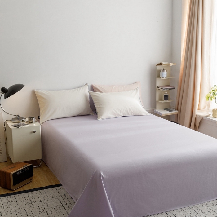 91家纺网 家纺一手货源 找家纺 卡姿家纺 2024春夏纯色双拼嵌绳款单床单—莫琳 莫琳 床单丁香紫