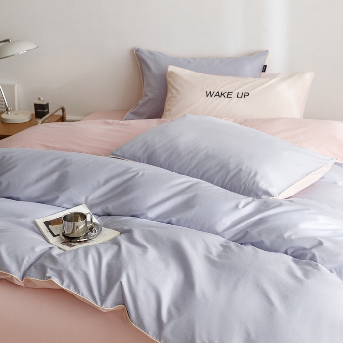 91家纺网 家纺一手货源 找家纺 卡姿家纺 2024春夏纯色双拼嵌绳款单被套—莫琳 莫琳 被套紫粉