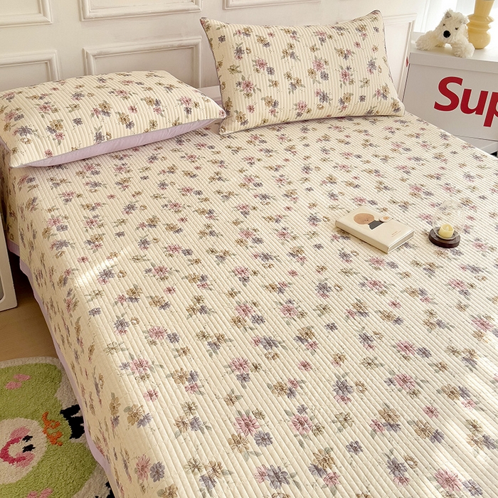 91家纺网 家纺一手货源 找家纺 沐纯家居 2024新款40S13372双面纯棉床盖三件套 暖夏清风