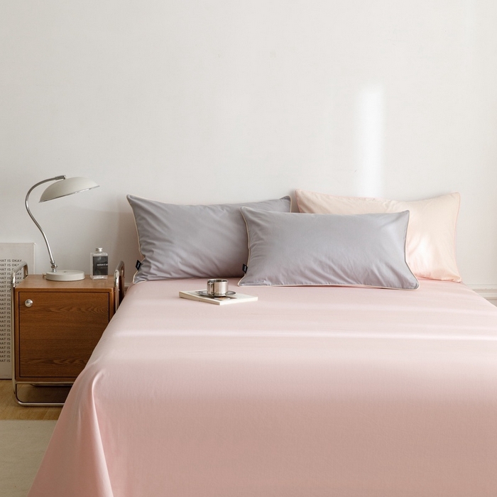 91家纺网 家纺一手货源 找家纺 卡姿家纺 2024春夏纯色双拼嵌绳款单床单—莫琳 莫琳 床单芍药粉