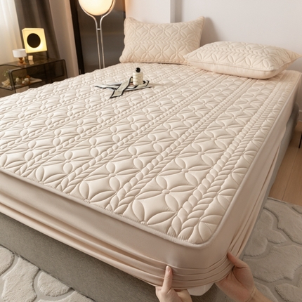 91家纺网 家纺一手货源 找家纺 （总）鑫钰 2024新款A类防水大豆夹棉床笠-麦穗