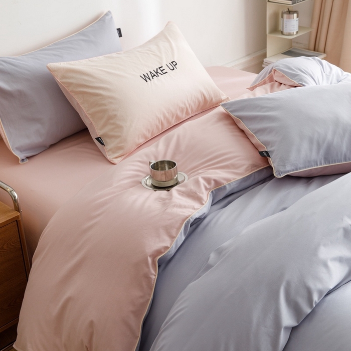 91家纺网 家纺一手货源 找家纺 卡姿家纺 2024春夏纯色双拼嵌绳款单被套—莫琳 莫琳 被套紫粉