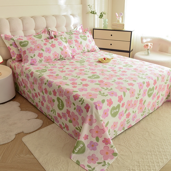 91家纺网 家纺一手货源 找家纺 八十八家纺2025新款全棉12868系列四件套单品床单 花夏未央