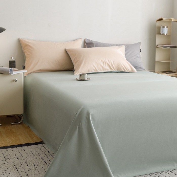 91家纺网 家纺一手货源 找家纺 卡姿家纺 2024春夏纯色双拼嵌绳款单床单—莫琳 莫琳 床单春风绿