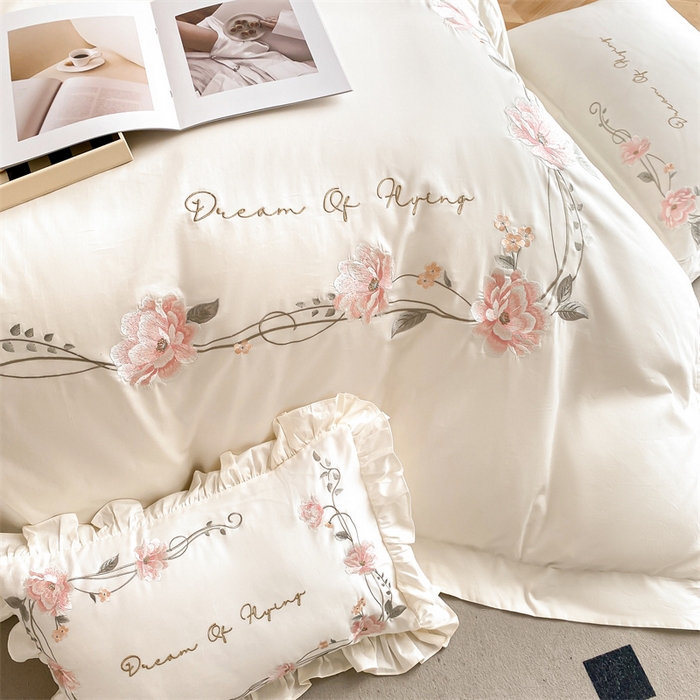 91家纺网 家纺一手货源 找家纺 （总）蓝米卡夫 2024新品-全棉公主风刺绣宽边少女心系列