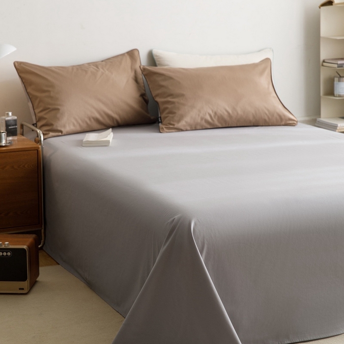 91家纺网 家纺一手货源 找家纺 卡姿家纺 2024春夏纯色双拼嵌绳款单床单—莫琳 莫琳 床单石灰