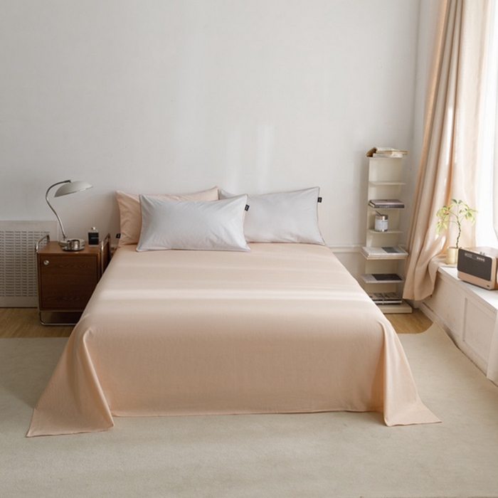 91家纺网 家纺一手货源 找家纺 卡姿家纺 2024春夏纯色双拼嵌绳款单床单—莫琳 莫琳 床单米杏