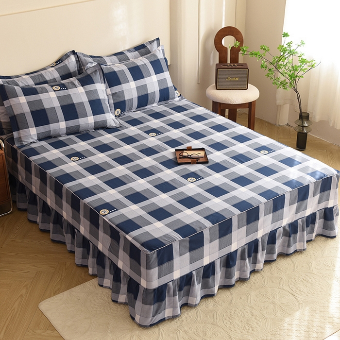 91家纺网 家纺一手货源 找家纺 八十八家纺 2025新款全棉12868系列四件套单品床裙 蓝语