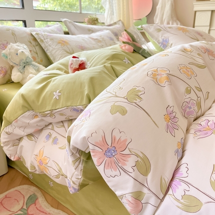  集布 2024新款13070全棉印花系列单被套 捧花熊