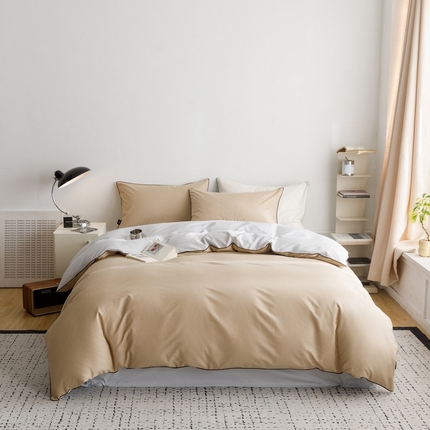 91家纺网 家纺一手货源 找家纺 （总）卡姿家纺 2024春夏纯色双拼嵌绳款四件套—莫琳