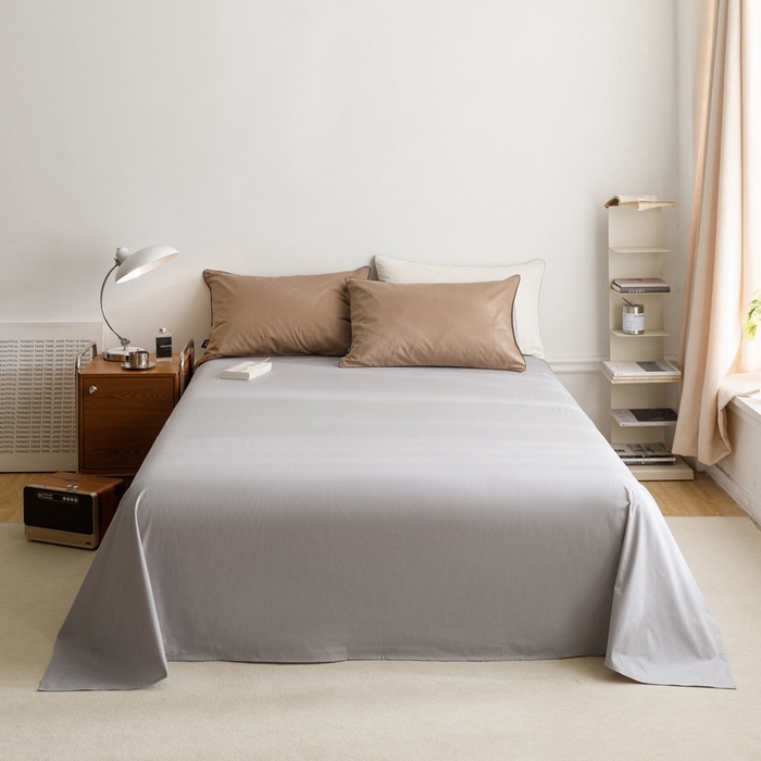 91家纺网 家纺一手货源 找家纺 卡姿家纺 2024春夏纯色双拼嵌绳款单床单—莫琳 莫琳 床单石灰