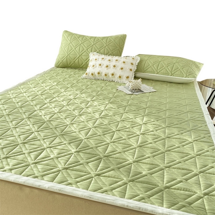 91家纺网 家纺一手货源 找家纺 鑫钰 2024新款A类水洗棉大豆夹棉床护垫 芊语-抹茶绿