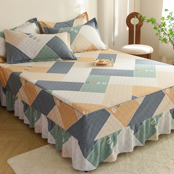 91家纺网 家纺一手货源 找家纺 八十八家纺 2025新款全棉12868系列四件套单品床裙 街角咖啡