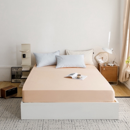 91家纺网 家纺一手货源 找家纺 卡姿家纺 2024春夏纯色双拼嵌绳款单床笠—莫琳 莫琳 床笠米杏