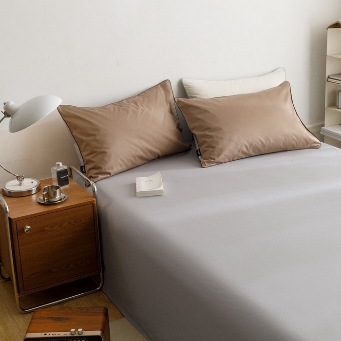 91家纺网 家纺一手货源 找家纺 卡姿家纺 2024春夏纯色双拼嵌绳款单床单—莫琳 莫琳 床单石灰