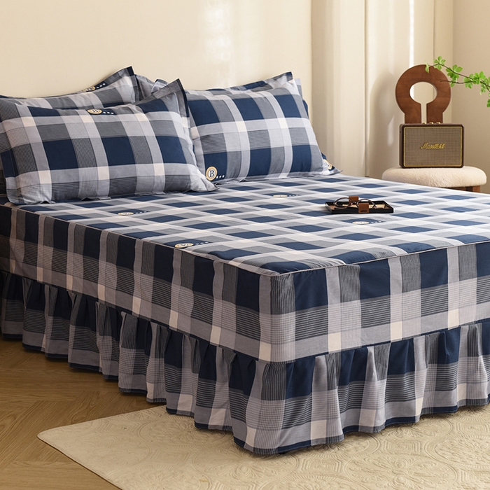 91家纺网 家纺一手货源 找家纺 八十八家纺 2025新款全棉12868系列四件套单品床裙 蓝语