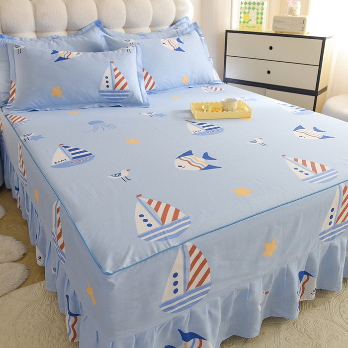 91家纺网 家纺一手货源 找家纺 八十八家纺 2025新款全棉12868系列四件套单品床裙 海洋之星