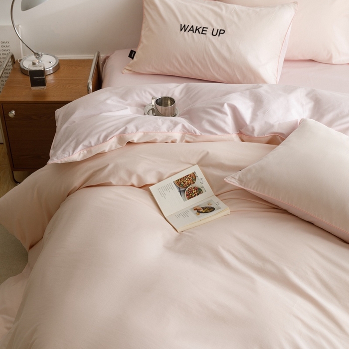 91家纺网 家纺一手货源 找家纺 卡姿家纺 2024春夏纯色双拼嵌绳款单被套—莫琳 莫琳 被套粉紫