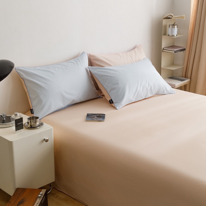 91家纺网 家纺一手货源 找家纺 卡姿家纺 2024春夏纯色双拼嵌绳款单枕套—莫琳 莫琳 枕套蓝杏