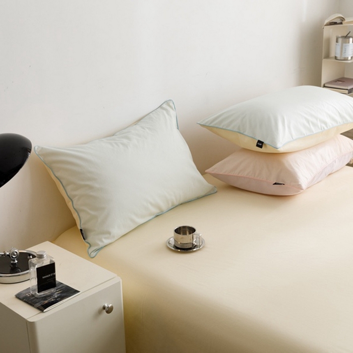 91家纺网 家纺一手货源 找家纺 卡姿家纺 2024春夏纯色双拼嵌绳款单床单—莫琳 莫琳 床单芝士黄