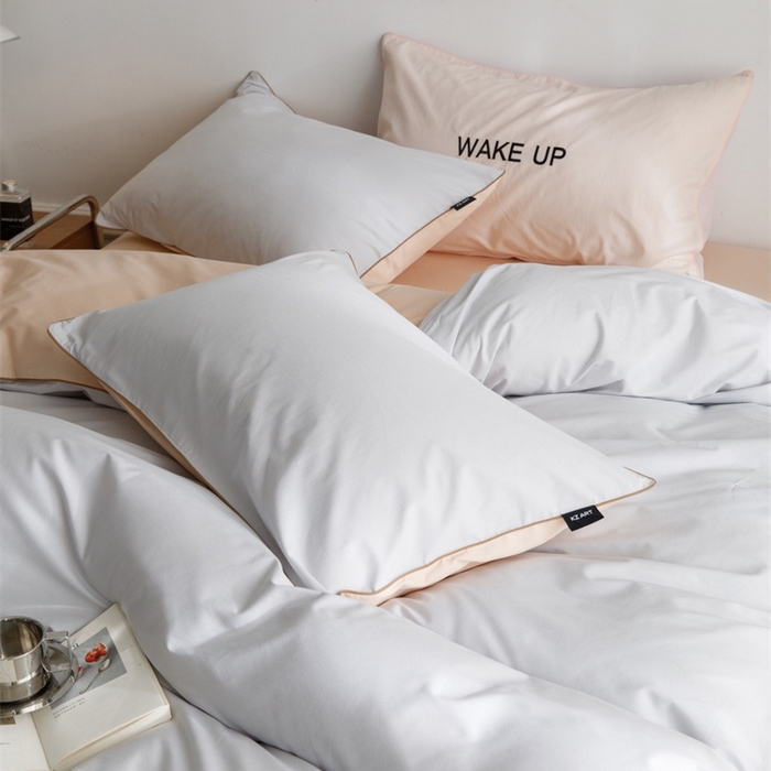 91家纺网 家纺一手货源 找家纺 卡姿家纺 2024春夏纯色双拼嵌绳款四件套—莫琳 莫琳灰杏