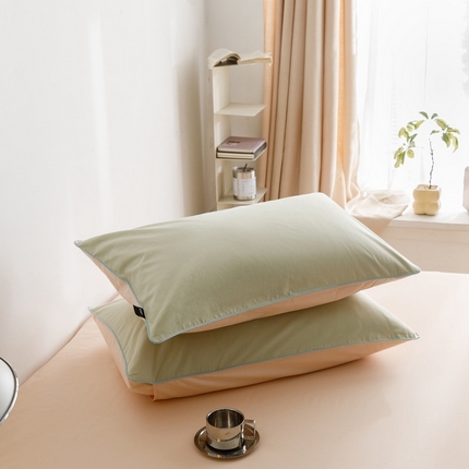 卡姿家纺 2024春夏纯色双拼嵌绳款单枕套—莫琳 莫琳 枕套绿杏