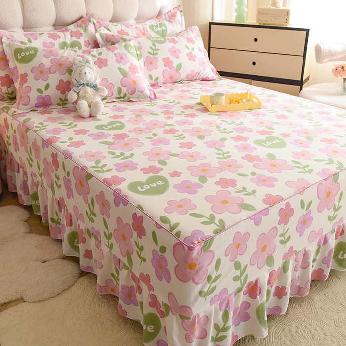 91家纺网 家纺一手货源 找家纺 八十八家纺 2025新款全棉12868系列四件套单品床裙 花夏未央