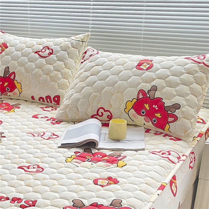 91家纺网 家纺一手货源 找家纺  九亭家纺 2024新款全棉夹棉防口水防头油枕套 防水-吉祥龙