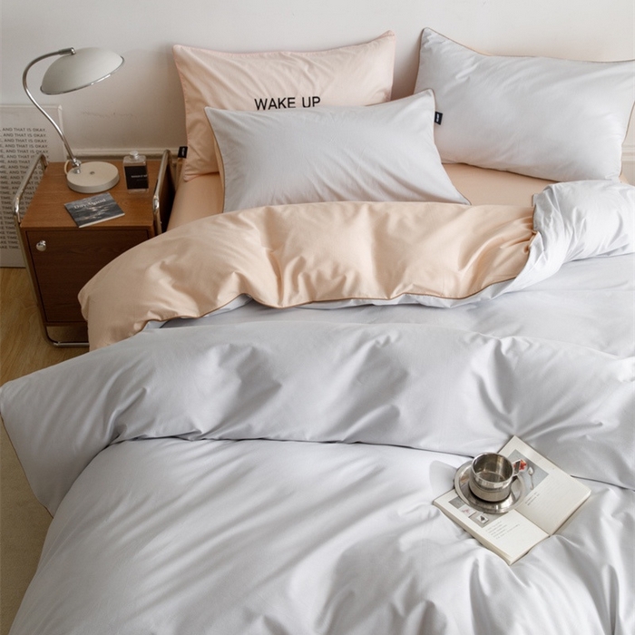 91家纺网 家纺一手货源 找家纺 卡姿家纺 2024春夏纯色双拼嵌绳款四件套—莫琳 莫琳灰杏